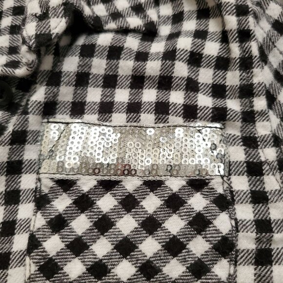 Route 66 Kids Girls Black White Gingham Plaid Flannel Long Sleeve Shirt S (6-6X) - Picture 7 of 10